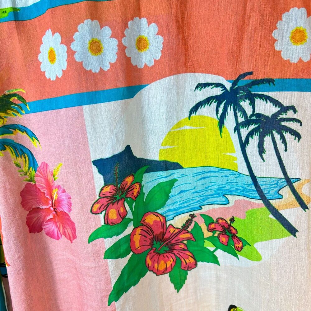 Lucky & Coco NWOT Women's Vibrant Tropical Patchwork Button Front LS Shirt Sz XL - Picture 10 of 15